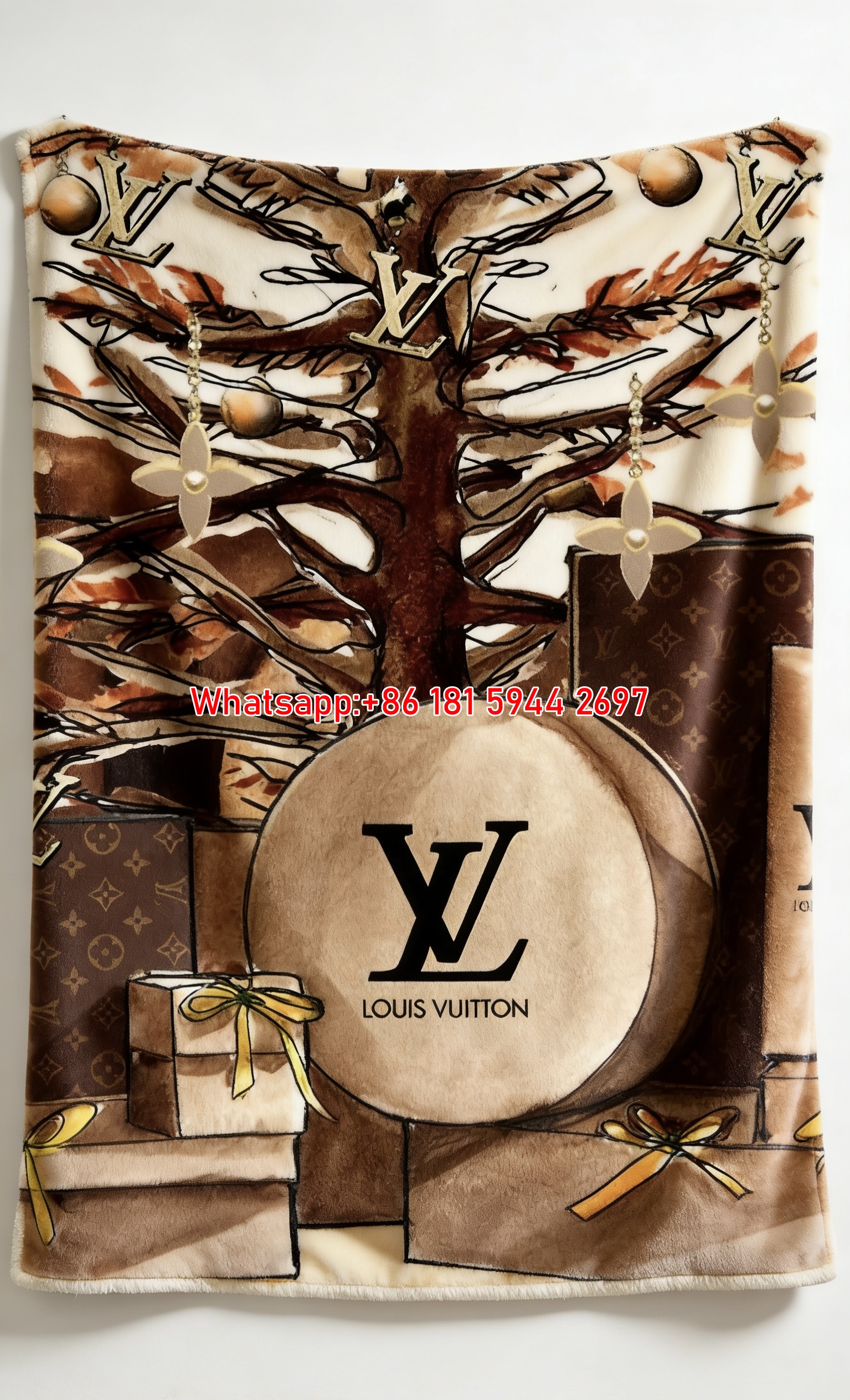 LV Christmas Tree Blanket LV Holiday Gift Blanket 120